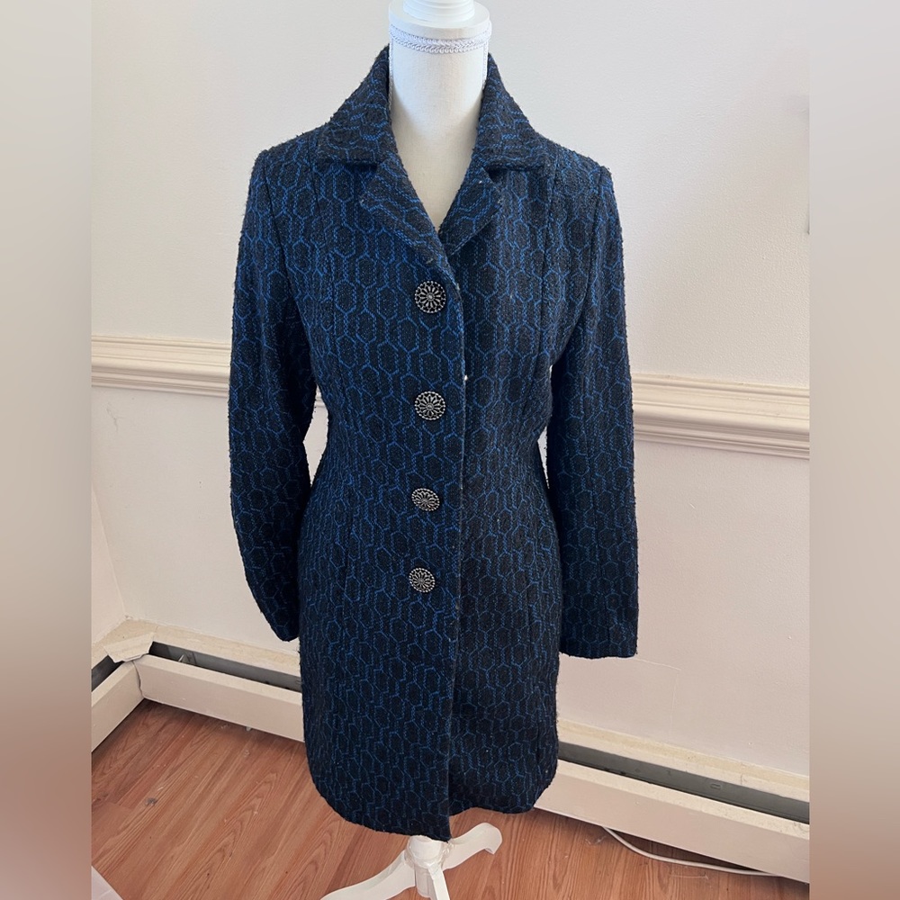 Merona Blue Long Wool Coat Size Small